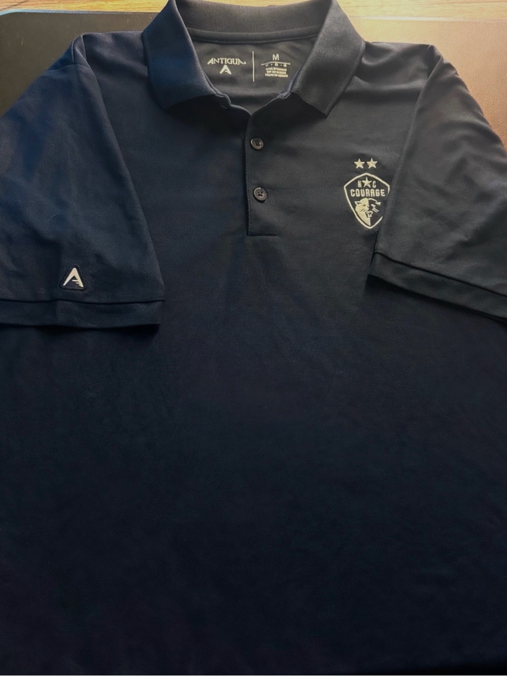NC Courage Antigua Navy Polo with Embroidered Crest